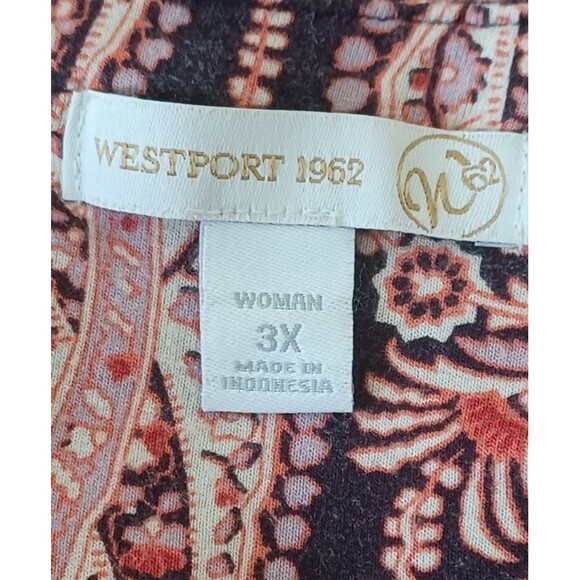 Westport 3X Shirt Top Women Paisley Roll Tab Sleeves Buttons - Picture 9 of 12